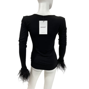 Manuri Feathered Black Elektra Blouse Size S NWT