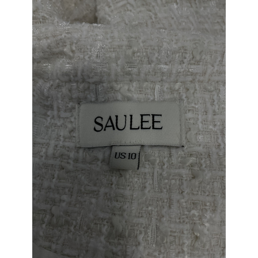 Sau Lee 'Audrey' White Pear Button Tweed Dress Size 10