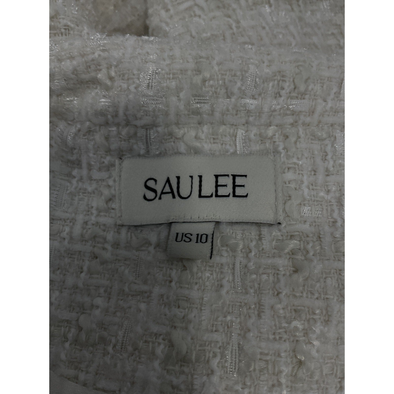 Sau Lee 'Audrey' White Pear Button Tweed Dress Size 10