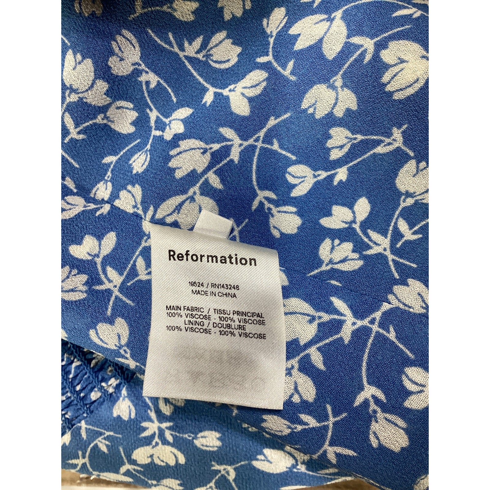 Reformation 'Robertson' Blue Floral Print Camisole Size 4