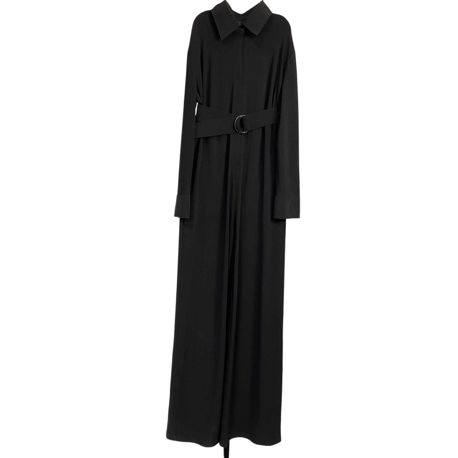 Norma Kamali Shirt Black Polyester Straight Leg Jumpsuit With Collar Stand Size S
