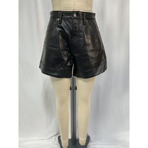 Agolde Black Recycled Leather Angled Hem Short Size 26