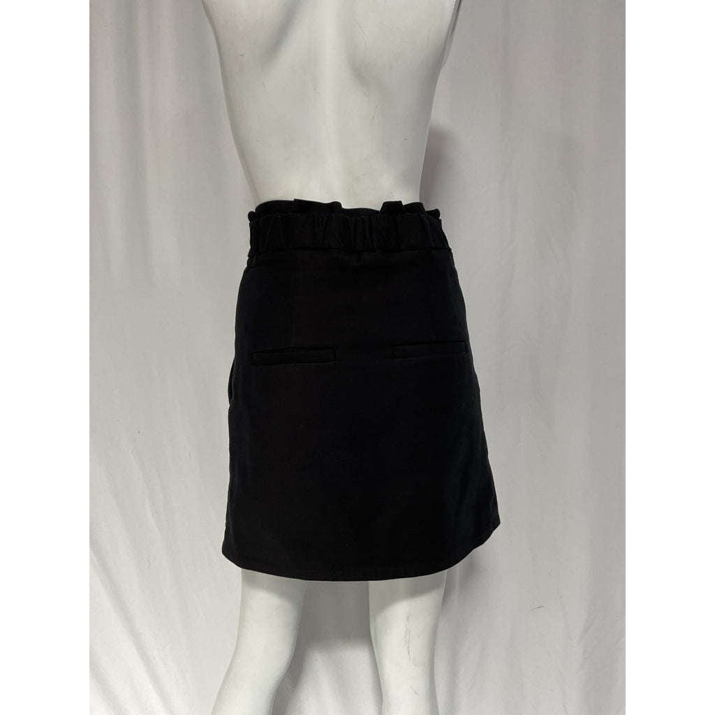 Ba&Sh 'Walter' Black Belted Zip-Detailed Stretch-Cotton Twill Mini Skirt Size XS