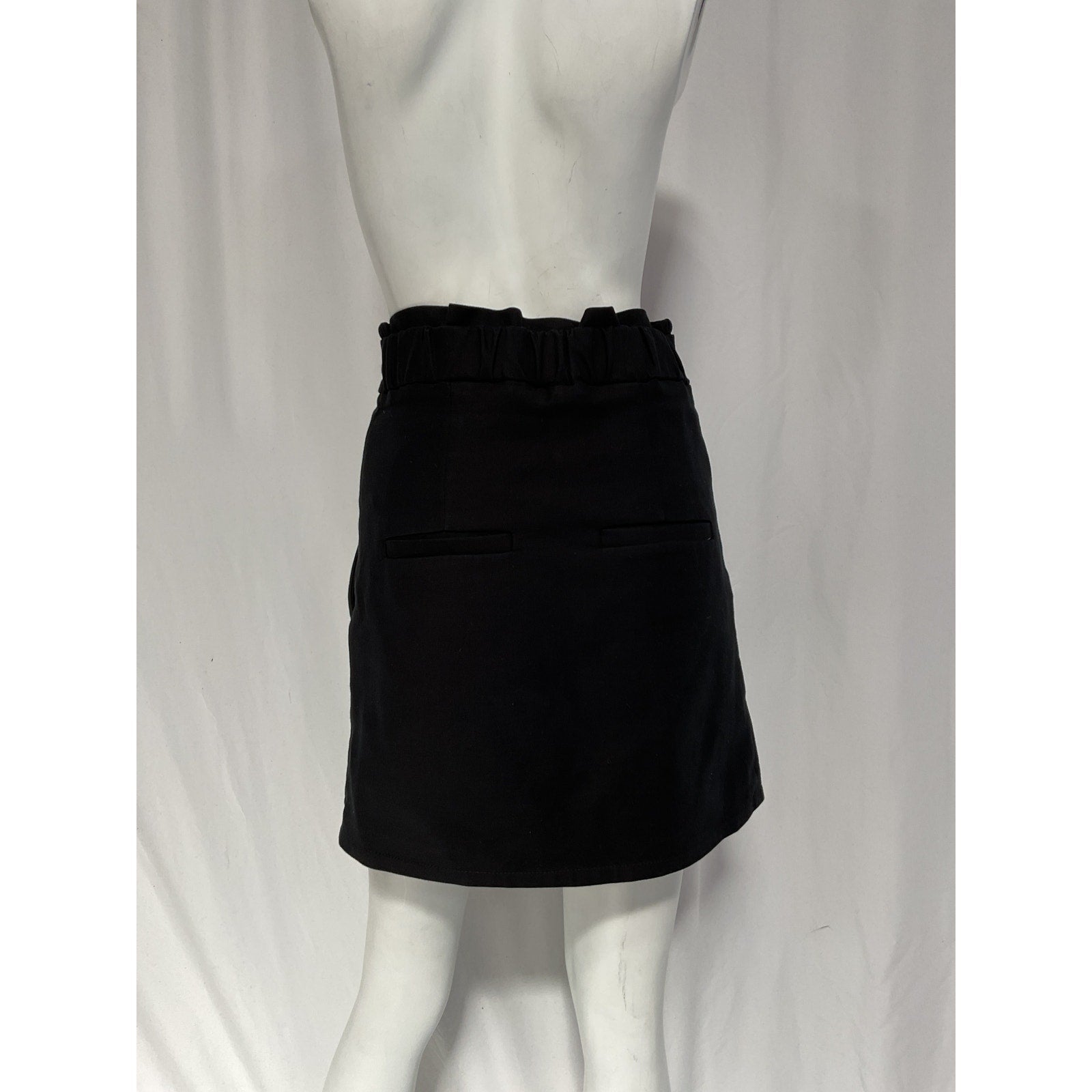 Ba&Sh 'Walter' Black Belted Zip-Detailed Stretch-Cotton Twill Mini Skirt Size XS