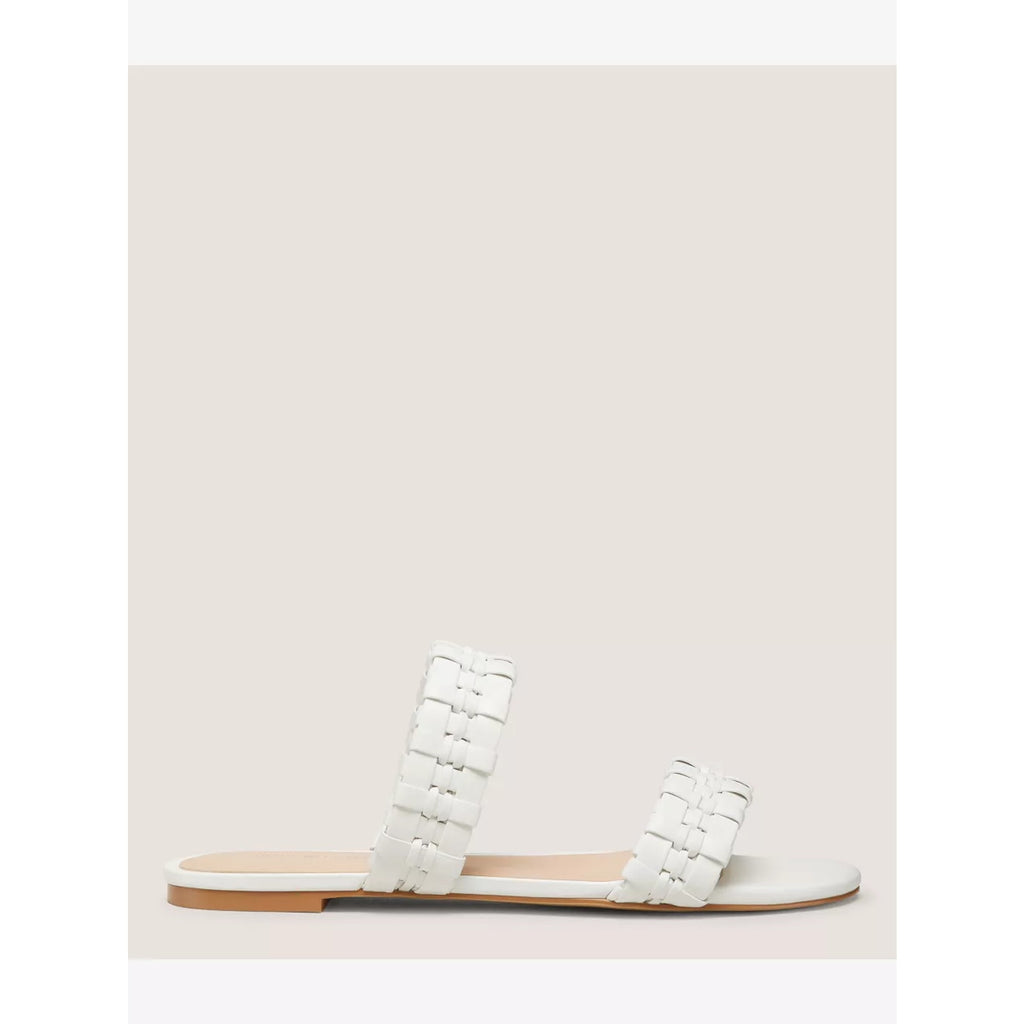 Stuart Weitzman 'Venice' White Round Toe Slide Sandal Size 8