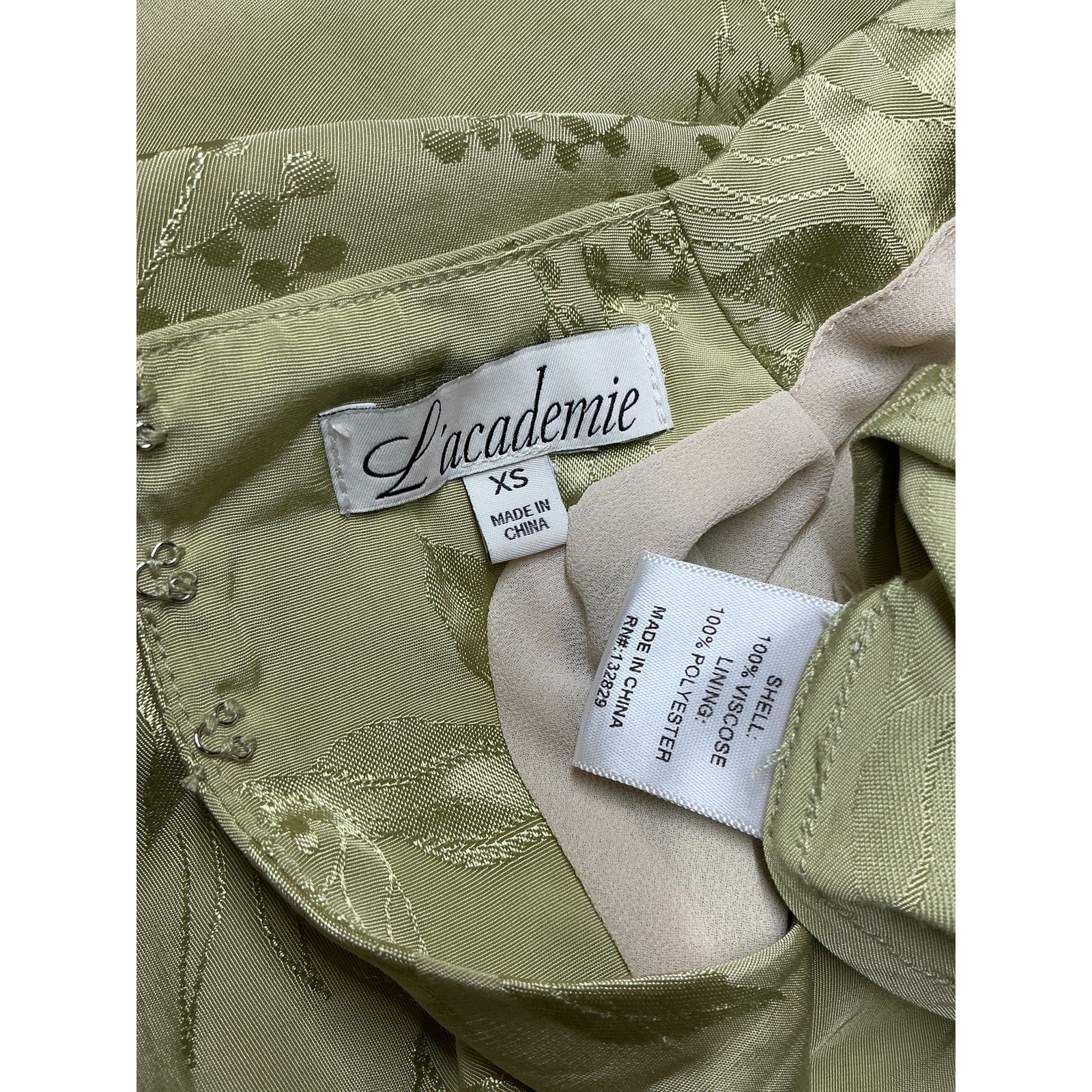 L'Academie 'Avalon' Green Viscose Maxi Dress Size XS
