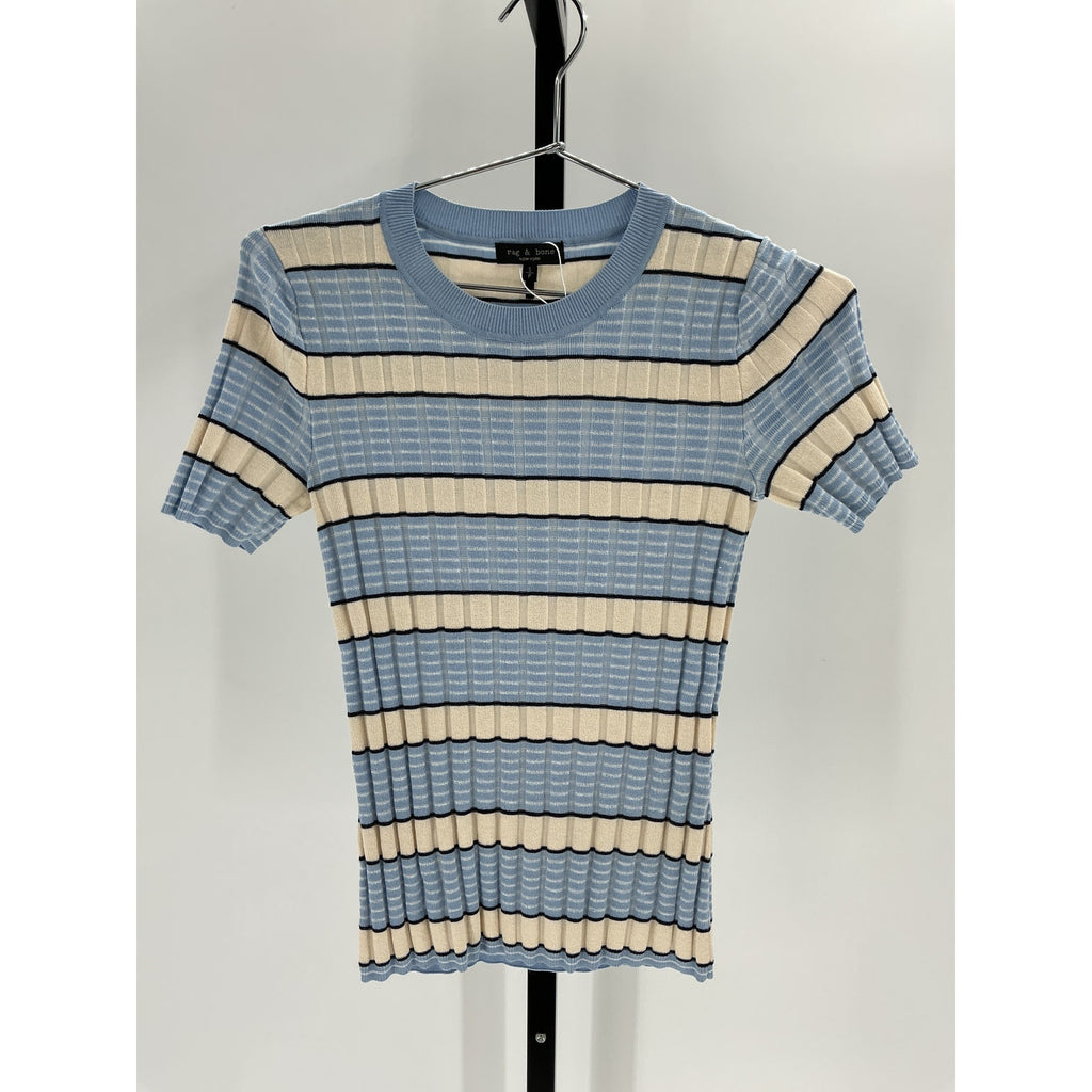 Rag & Bone 'Eloise' Blue Viscose Short Sleeve Crew Tee Size S