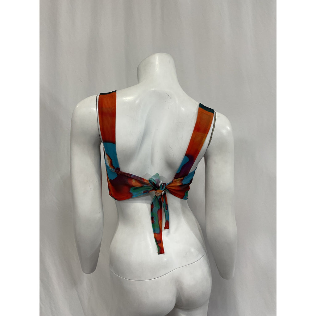 Miaou 'Tati' Orange Back Tie Cowl Neck Top Size S