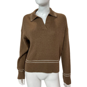 Rag & Bone Ribbed Camel Monti Polo Sweater Size S