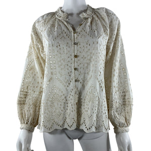 Cleobella Embroidered Ivory Alicia Blouse Size XS