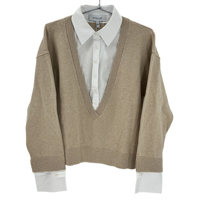 Derek Lam Mixed Media Tan Rida Sweater Size L