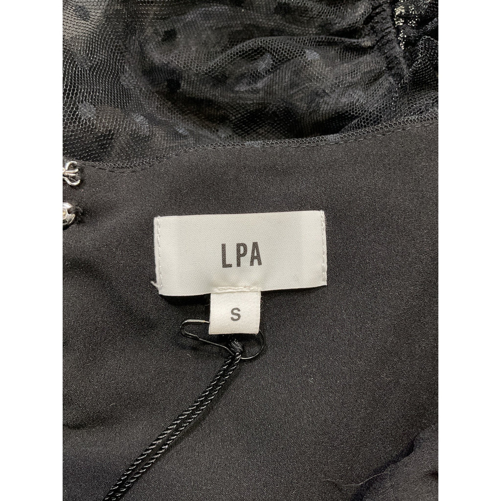 Lpa 'Dolores' Black Jacquard Cut Out Mesh Top Size M - NWT