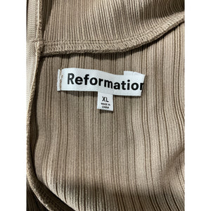 Reformation Ribbed Taupe Mallorie Dress Size XL NWT