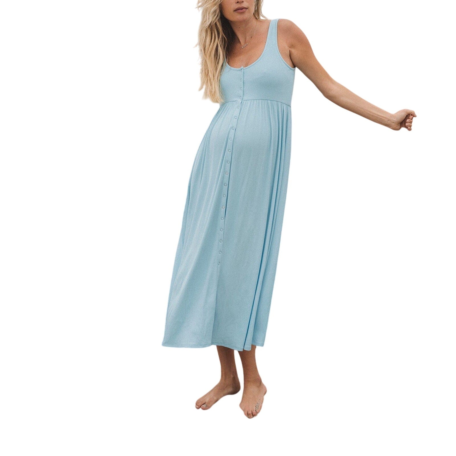 Hatch The Softest Blue Rib Nursing Tank Dress Size 2