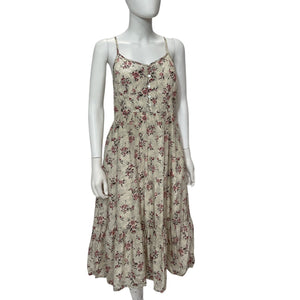 Reistor Strappy Pink Floral Sunset Scenes Midi Dress Size S NWT