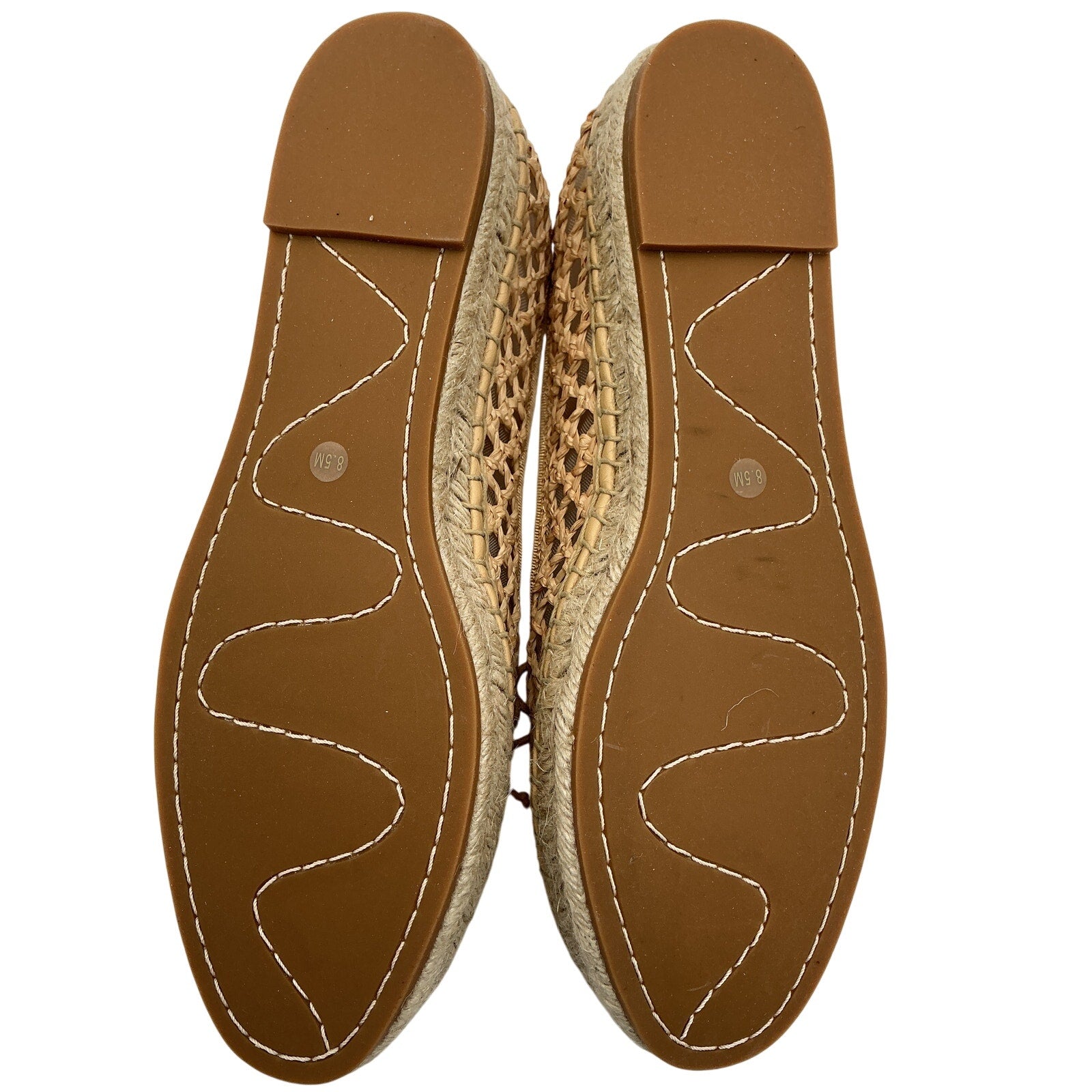 Loeffler Randall 'Kayla' Beige Raffia Soft Ballet Espadrilles Size 8.5 - NWT