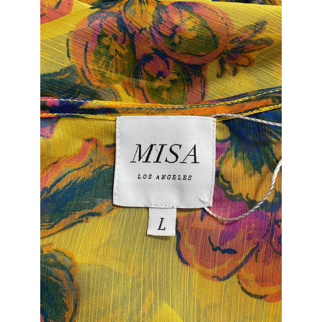 Misa Los Angeles 'Kaia' Yellow Polyester Dress Size L