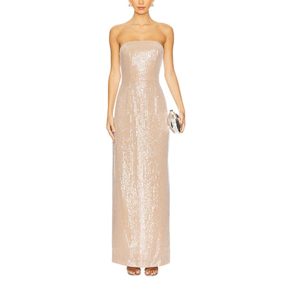 Retrofête Sequined Tan Ember Dress Size L NWT