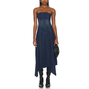 Eb Denim Asymmetrical Blue Eliana Dress Size S