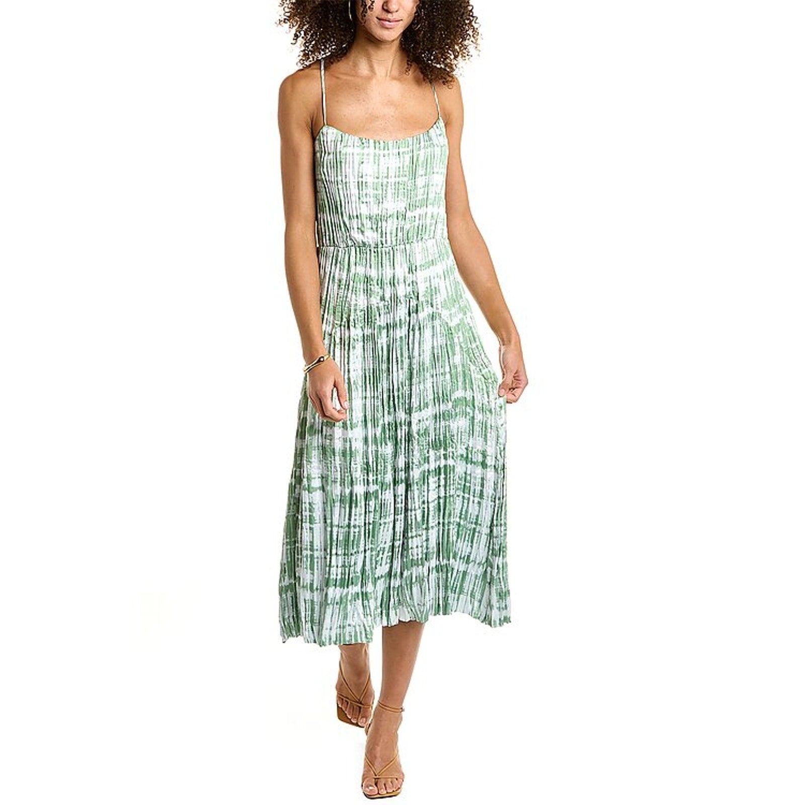 Vince 'Tie-Dye' White Polyester Ruched Silk Midi Dress Size S