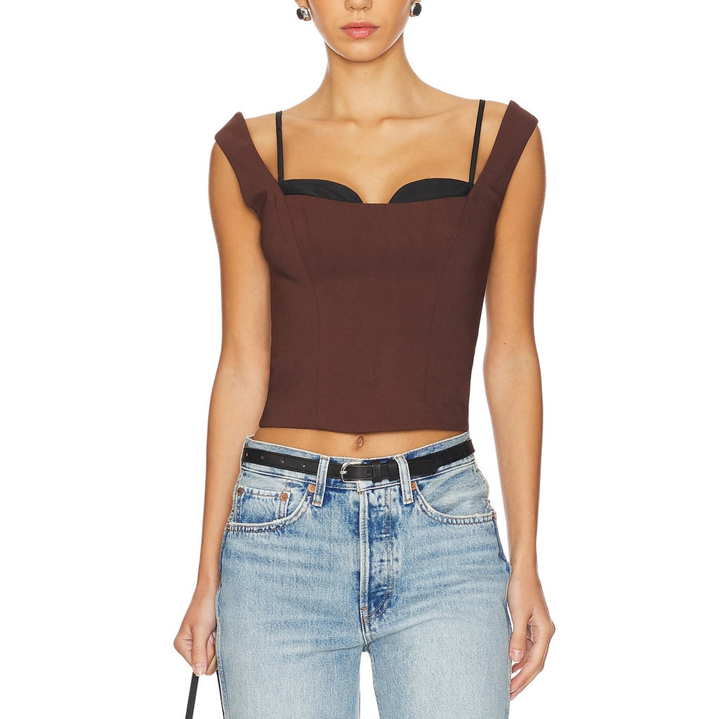 Lpa 'Kenley' Brown Bengaline Top Size S