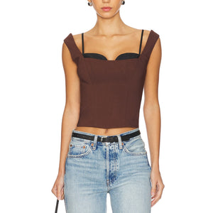 Lpa 'Kenley' Brown Bengaline Top Size S