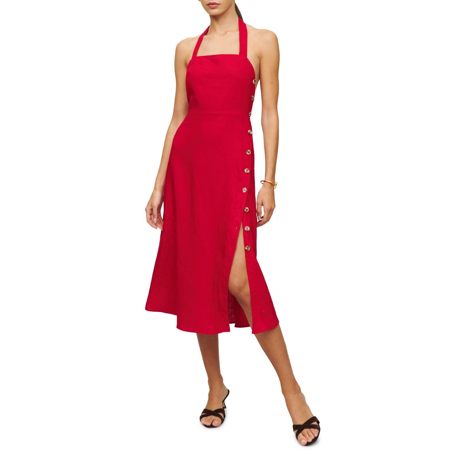 Reformation 'Mar' Red Linen Midi Dress Size 0