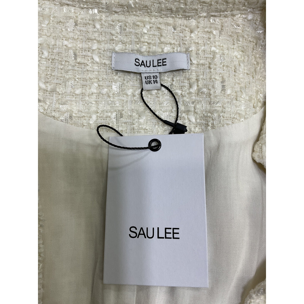Sau Lee 'Aubrie' Ivory Poly Tweed Mini Dress Size 10 - NWT
