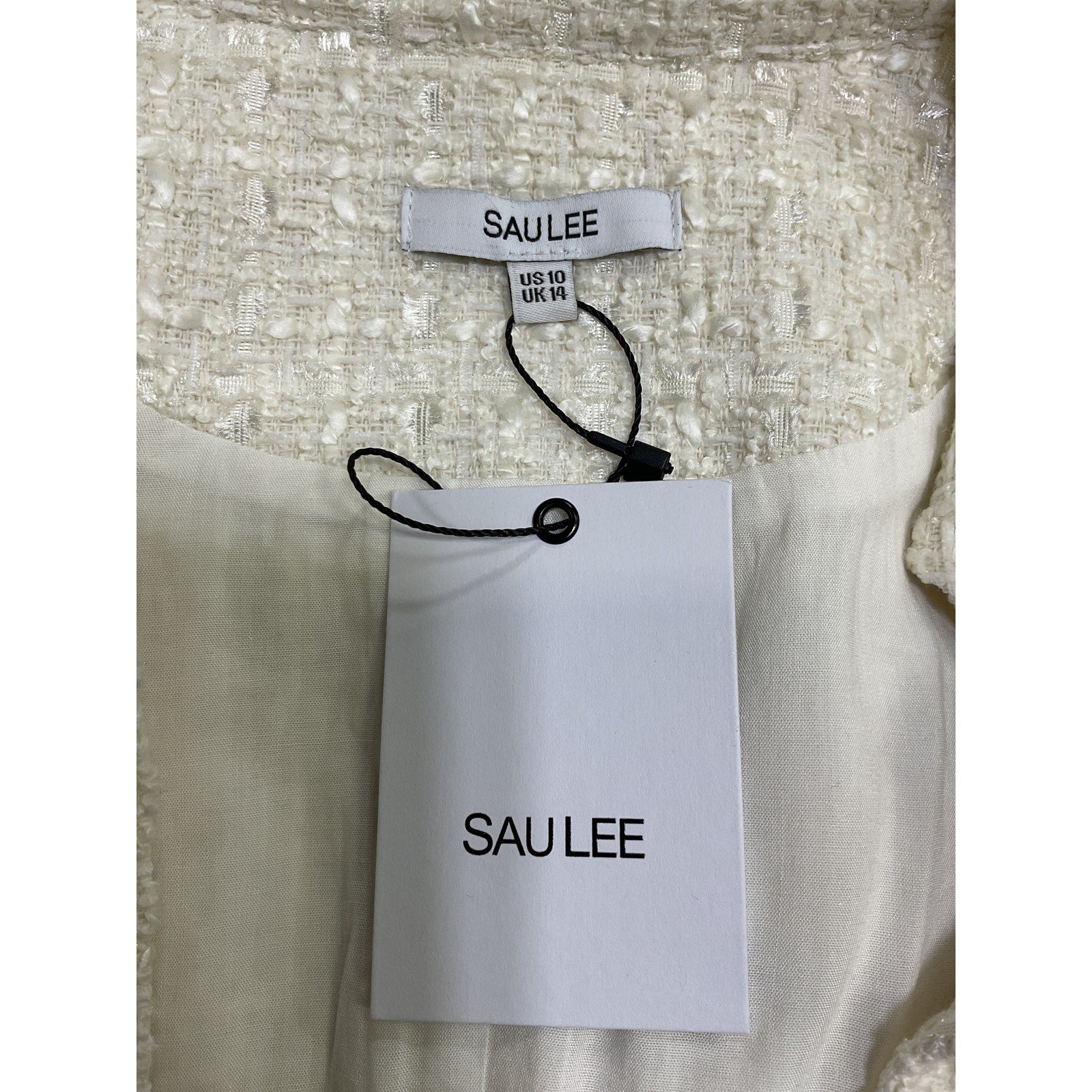 Sau Lee 'Aubrie' Ivory Poly Tweed Mini Dress Size 10 - NWT