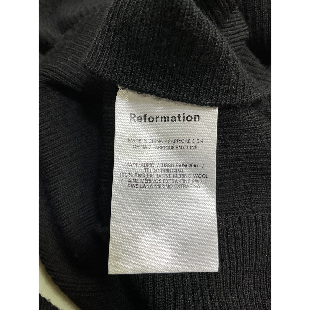 Reformation 'Samuel' Black Merino Wool Crew Sweater Size XS