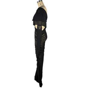 Atlein Asymmetric Black Draped Cutout Dress Size 36 FR / US 4