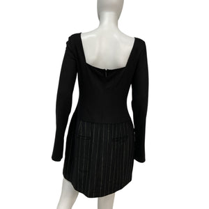 Jason Wu Tailored Black Ponte Pinstripe Minidress Size 12 NWT