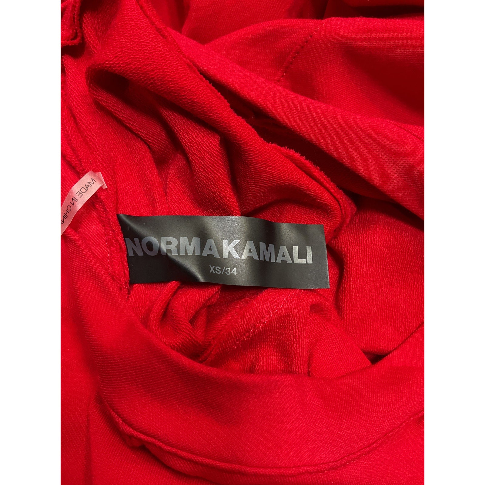 Norma Kamali Oversized 'Raglan' Red Cotton Sleeve Mini Dress Size XS