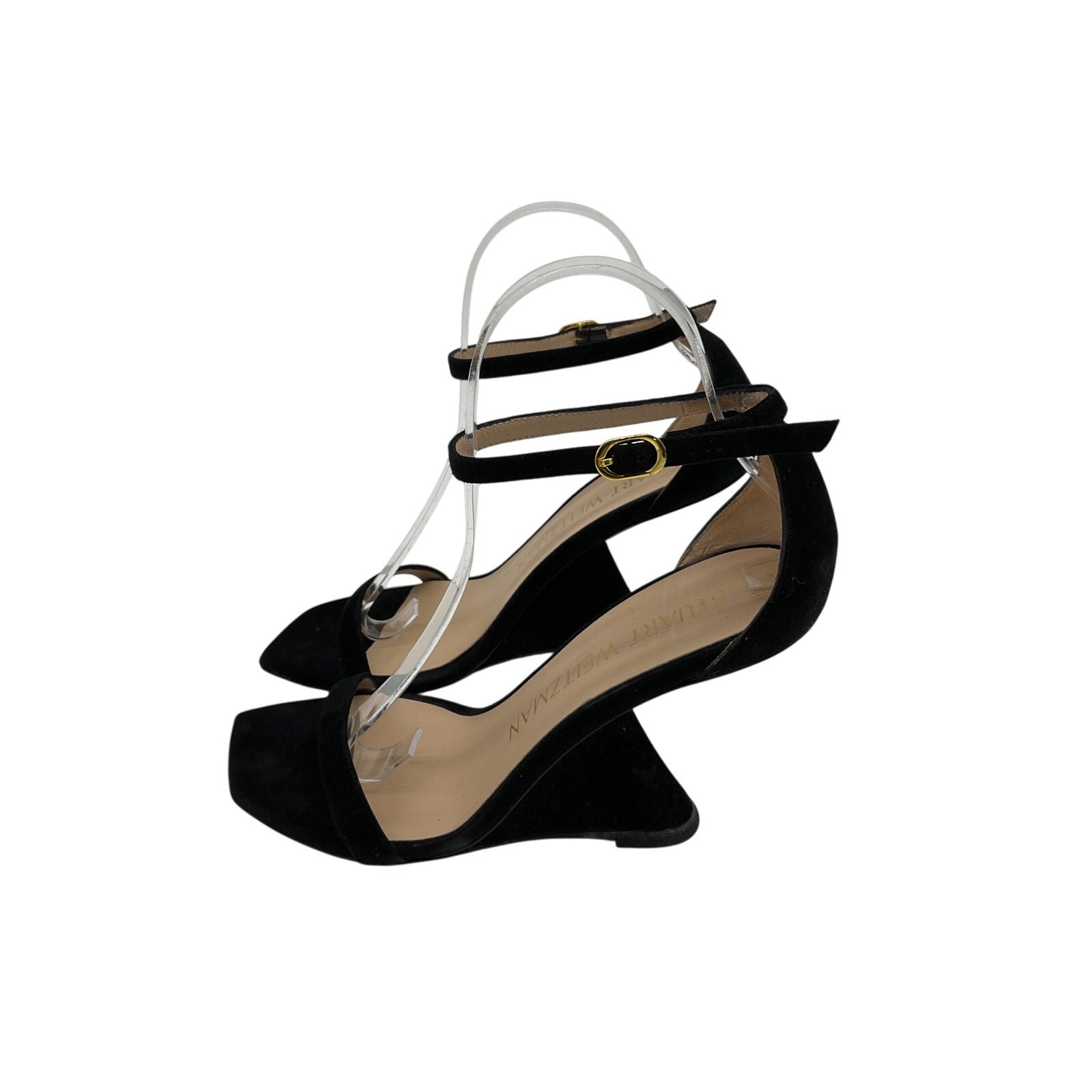 Stuart Weitzman 'Nudistrebel' Black Suede Sandal Size 7.5