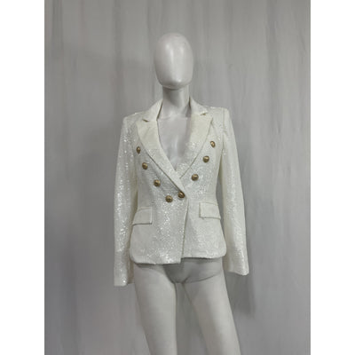 Generation Love 'Viva' White Polyester Sequin Blazer Size S