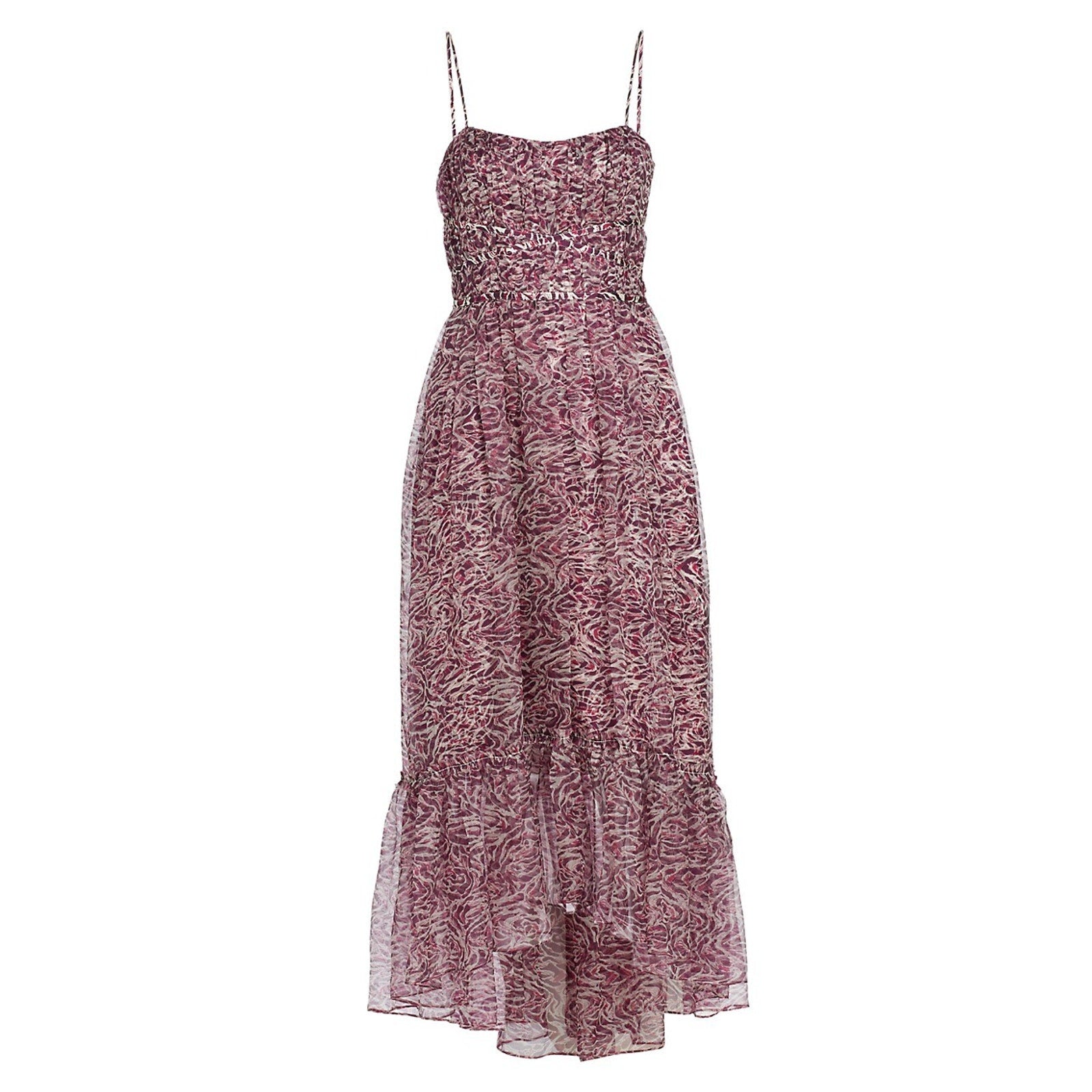 Cinq A Sept 'Inkstrokes' Pink Daria Silk Midi Dress Size 0