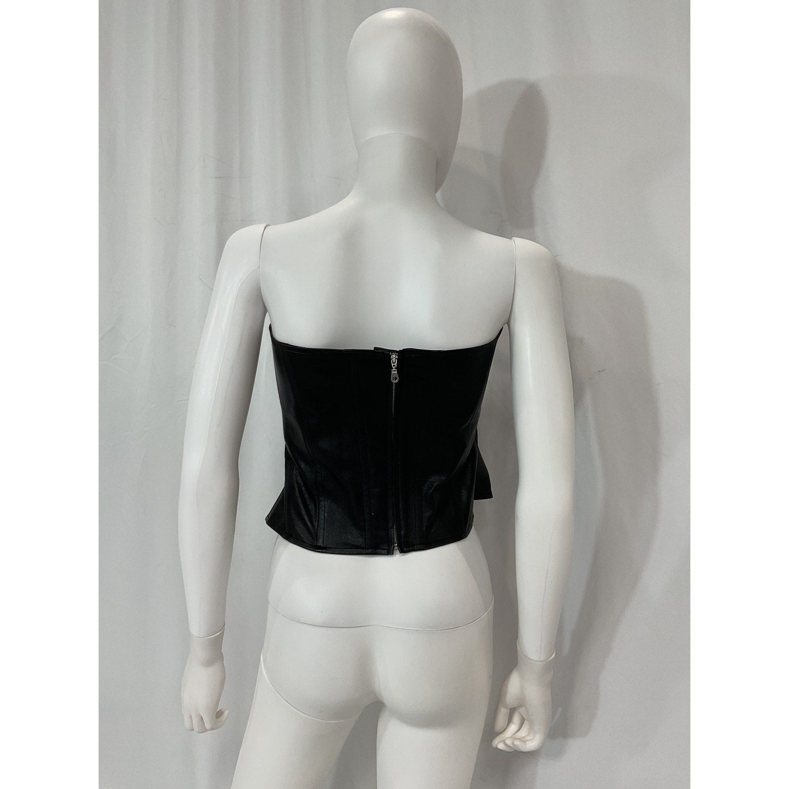 Miaou 'Leia' Black Faux Leather Corset Size L