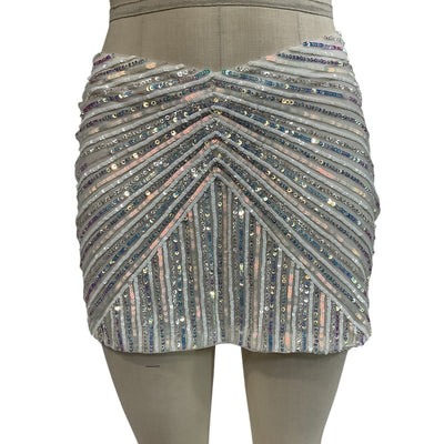 Retrofête Sequined White Matis Mini Skirt Size M