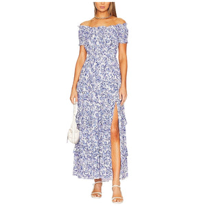 Astr The Label Floral Blue And White Multi Viona Dress Size L