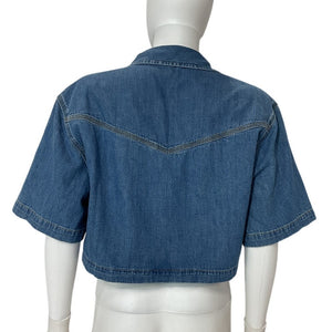 Re/Done Oversized Light Blue Cropped Denim Shirt Size XS