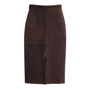 Toteme Chic Brown Paneled Suede Midi Skirt Size 34 EU / US 2
