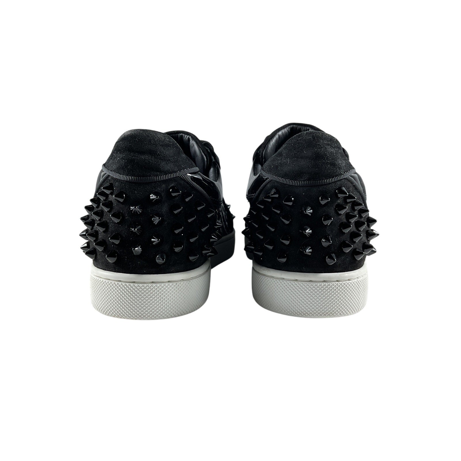 Christian Louboutin 'Vieira 2' Black Patent Leather Embellished Patent Leather Sneakers Size EU 37 / US 7