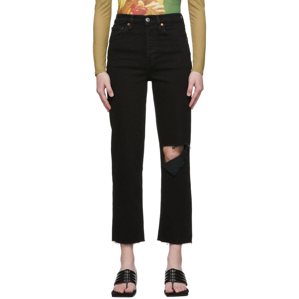 Re/Done '70's' Black Stove Pipe Denim Jeans Size 30 - NWT