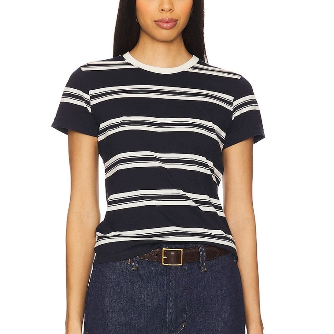 Frame Striped Blue Baby Tee Size M