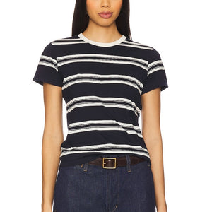 Frame Striped Blue Baby Tee Size M