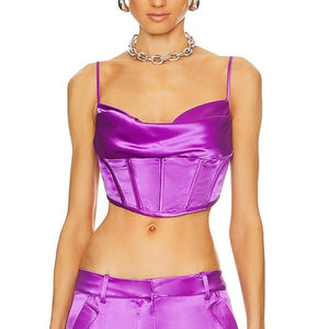 Retrofête Satin Purple Celia Corset Top Size M