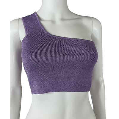 Dodo Bar Or Shimmery Light Purple Jo One Shoulder Crop Top Size 40 IT / US 4