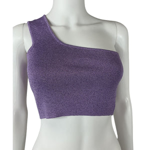 Dodo Bar Or Shimmery Light Purple Jo One Shoulder Crop Top Size 40 IT / US 4