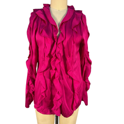 Nicholas Ruffled Pink Amira Blouse Size 8 NWT