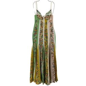 Farm Rio Multicolor 'Delicate' Yellow Linen Floral Stripes Lenzing Ecovero Euroflax Maxi Dress Size XXS